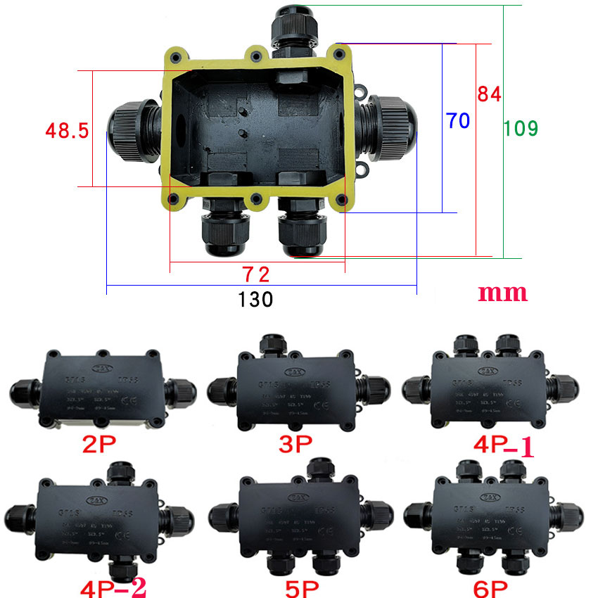 2/3/4/5/6 Way Outdoor Waterproof IP68 Electrical Cable Wire Connector Junction Box With Terminal for Electrical Wiring Accessori