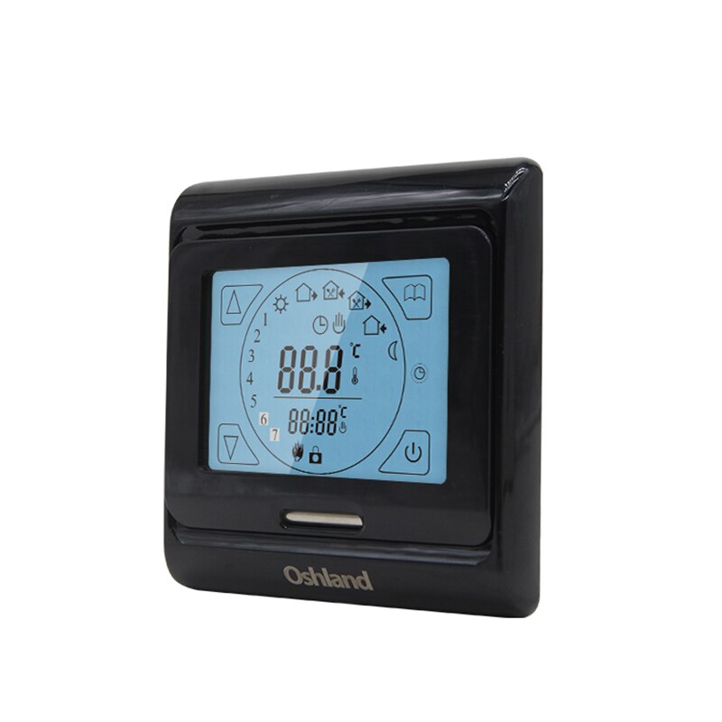 Black Color Digital Floor Heating Thermostats 16A Programmable Room Touch Screen Temperature Controller