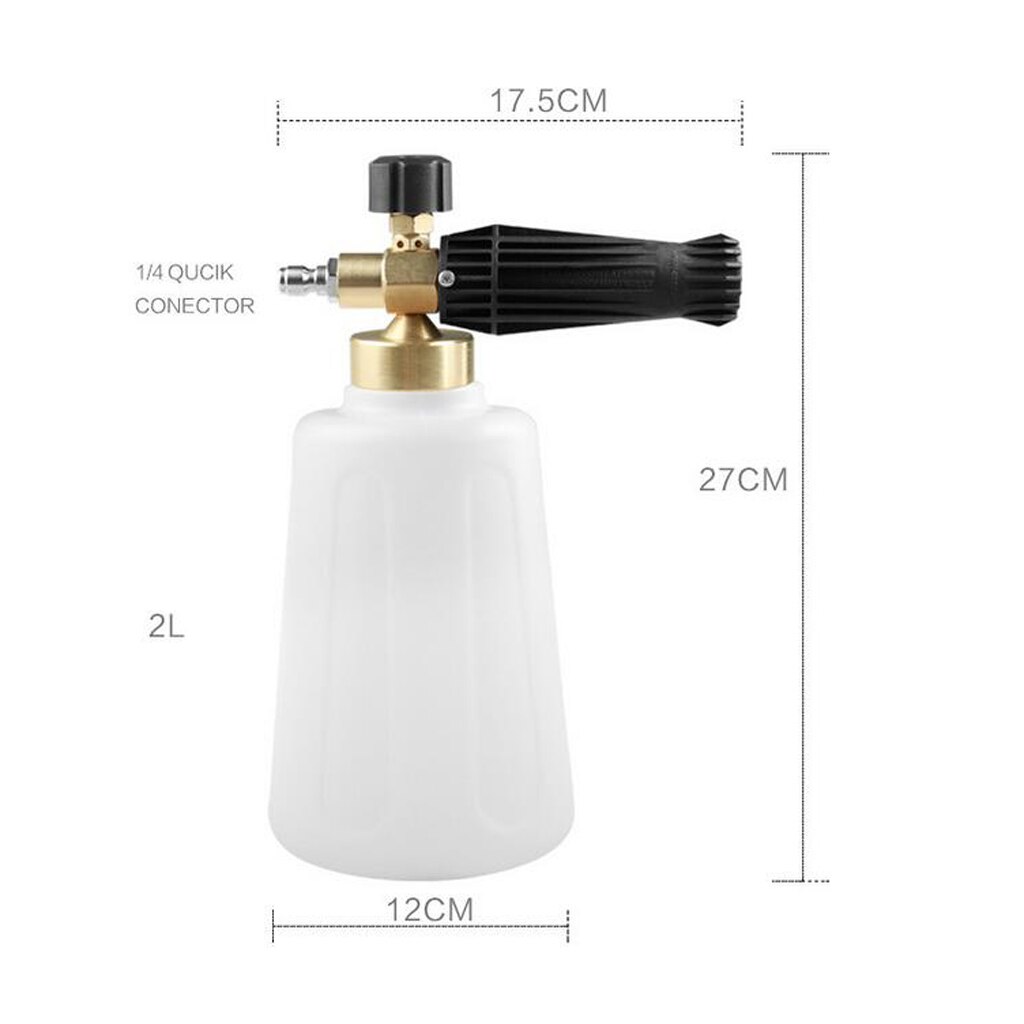 High Pressure Washer Snow Foam Lance, Foam Sprayer, 2L Wash Bottle, 1/4 Inch Quick Adapter Accessory