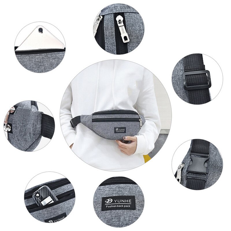 Nova moda oxford pano bolsa de cintura masculina e feminina universal fanny pacote esportes viagem ao ar livre cor sólida saco peito heuptas