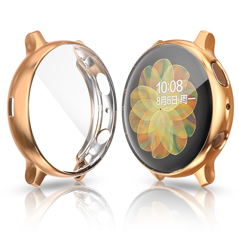 Compatibel met samsung galaxy watch active hoesje zachte tpu bumper volledige rondom screen protector galaxy watch active 40mm sm -r500: Roségoud