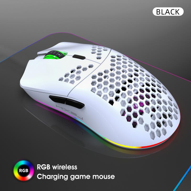 T66 2.4G Wireless Mouse Lightweight Honeycomb Shell RGB Gaming Mouse For Desktop Computers Laptop Backlit Rechargeable