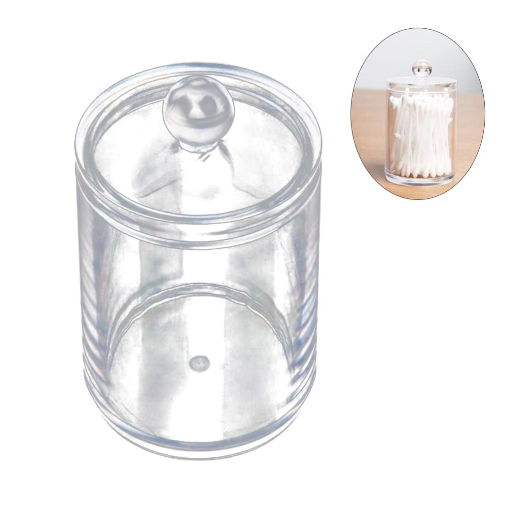 Transparent Cotton and Swab Dispenser Acrylic Round Container Cotton Pads Holder Swab Jar Makeup Organizer: As Shown