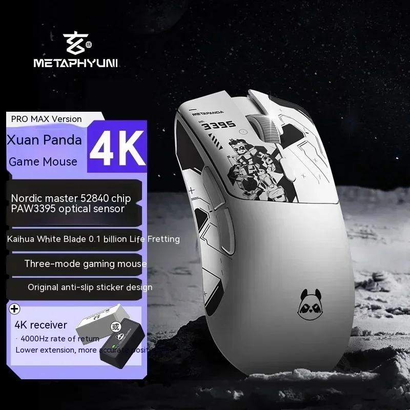 Metapanda P1 PRO MAX Wireless Gaming Mouse PAW3395 Sensor 26000 DPI 2.4G Wireless Bluetooth Wired 3-Mode Mouse E-sports: GRAY
