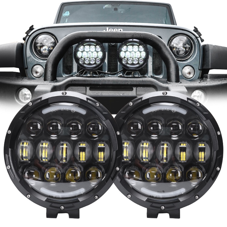 7 tommer 105w led forlygter fjernlys led -arbejdslys med drl parkeringslys til lastbil suv atv 4wd konstruktion camping