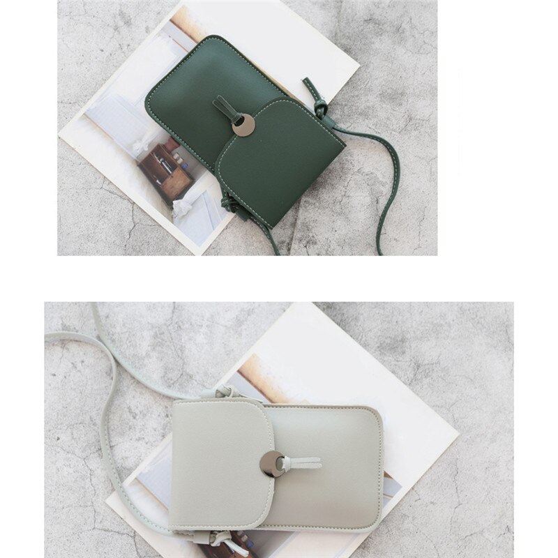 Effen Kleur Dames Touch Screen Mobiele Telefoon Tas Schouder Messenger Bag Mode Alle-Wedstrijd Schattige Kleine Tassen