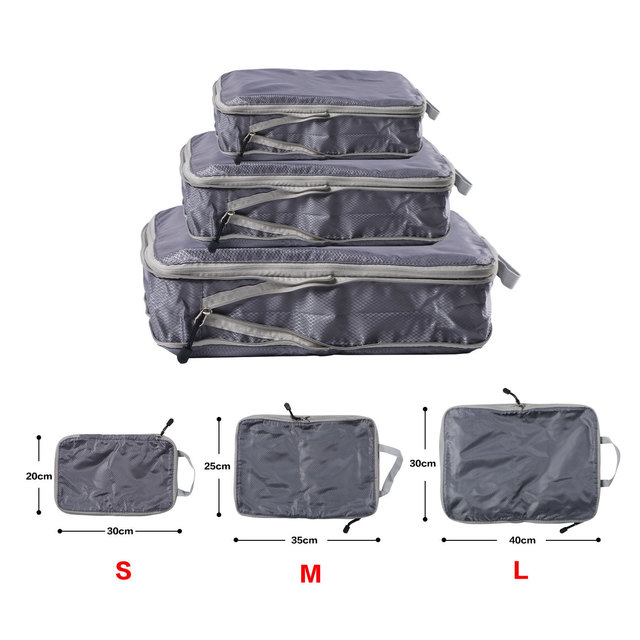 Foldable Compressible Packing Cubes, Waterproof Travel Storage Bag, Nylon Suitcase, Portable with Handbag, Luggage Organizer: XL / green