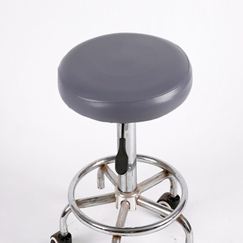Housse de chaise en cuir PU, couvre-tabouret de Bar rond, en tissu coton, pour dentiste, Salon de beauté: Gray