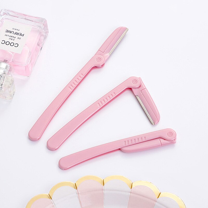 3 sztuk/zestaw przenośny trymer robić brwi golarka składany różowy twarzy brwi wykończenia narzędzia