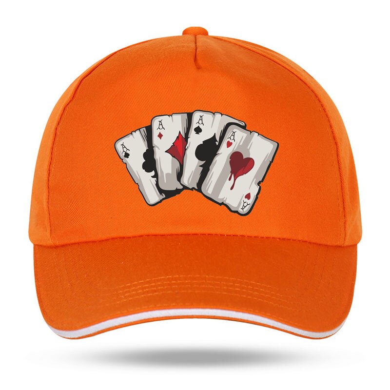 Sommer brand poker spar en interessant print herre baseball kasketter afslappet hip hop bomuld kvinder trucker cap velcro hat: Orange