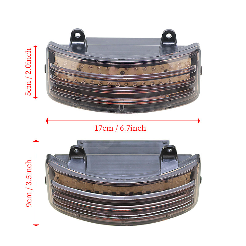 For Harley Touring Street Glide Road Glide Smoked Red Tri-Bar LED Rear Tail Brake Fender Tip Light