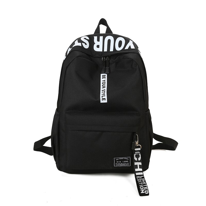 UOSC Black Women Backpack Female Nylon Teens Men Schoolbag Casual Style Student School Bags For Teenage Girls Back Pack Solid