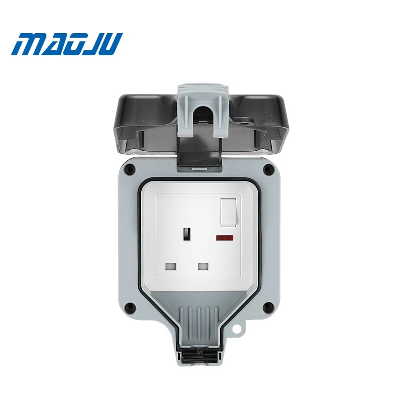 Russia French EU UK British Germany European Single 1Gang Waterproof Socket Switch Enclosure Box Outdoor Outlet Weatherproof 13A: British switch