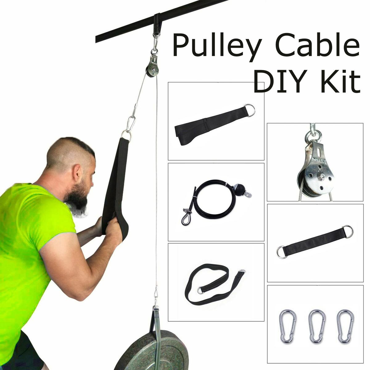 100KG Fitness DIY Pulley Cable Machine Attachment System Arm Biceps Triceps Hand Strength Trainning Home Gym Workout Equipment