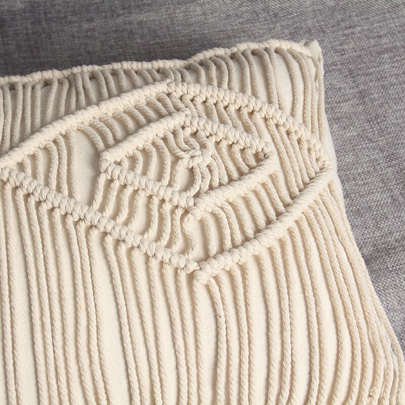Boheme håndlavet hæklet kvast pudebetræk 42 x 32cm macrame pudebetræk til hjemmebil pude dekoration