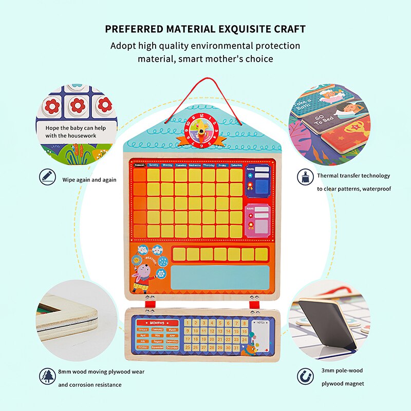 Magnetische Beloning Gedrag Klusjes Grafiek Board Educatief Tafel Kalender Kids Beloning Gedrag Grafiek Omvat Magnetische Tafel Speelgoed