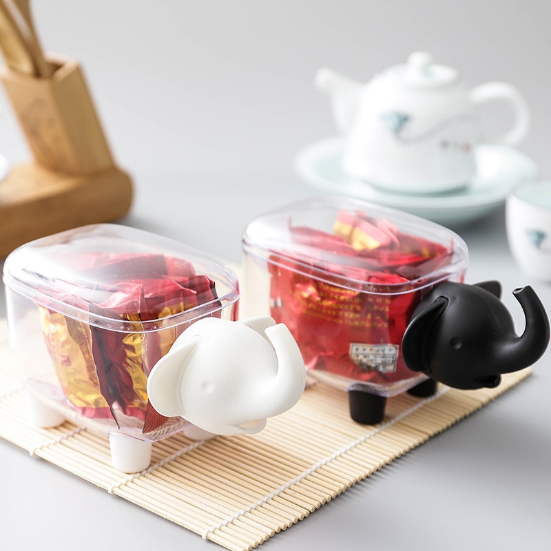Desktop Decorative Cotton Swab Storage Box Paper Clip Plastic Container Stand Cartoon Elephant Shaped Toothpick Holders Case