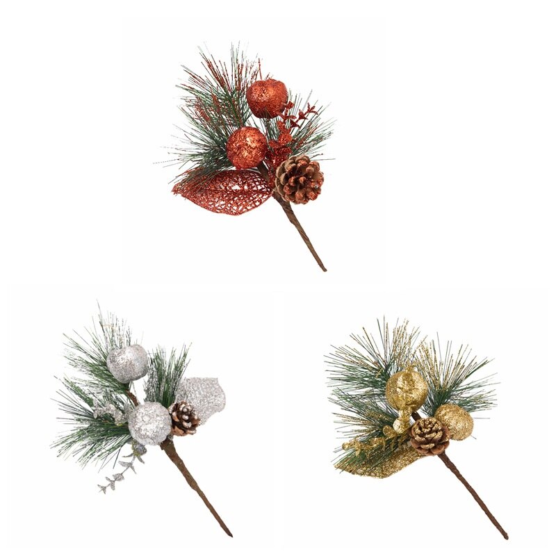 Konstgjorda pvc små tallstammar plockar träd med kottar bär till blomsterkransar heminredning jul