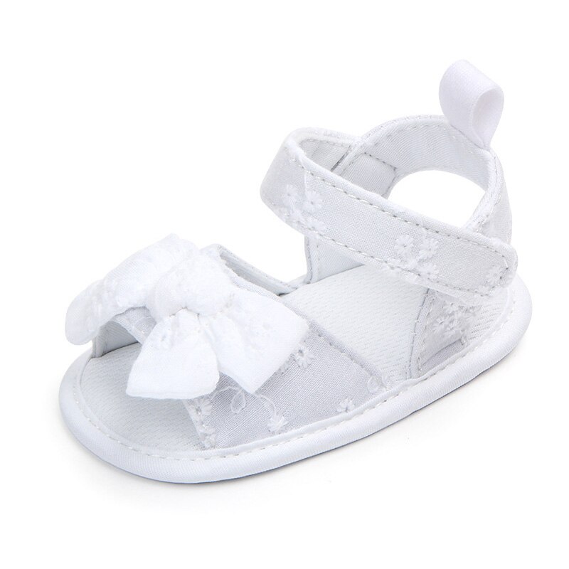 Sunmer – sandales à nœuds pour bébés filles, chaussures d'été en coton doux, antidérapantes, pour nourrissons et tout-petits: white / 12