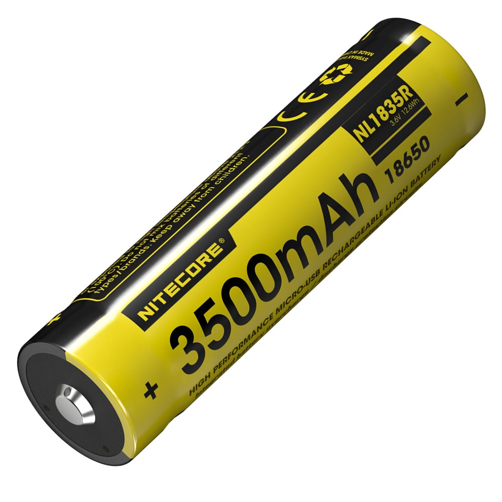 NITECORE NL1835R 3500mAh High Performance Built-in Micro-USB Charge Port Rechargeable Liion Battery 12.6Wh 3.6V Button Top 18650