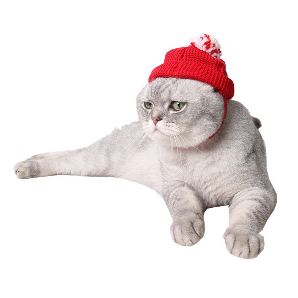 Gorro Gato de Navidad para perros y cachorros, gorro de Papá Noel para mascotas, suministros para perros, gatos, cachorros, vacaciones de Navidad, gatito, sombrero de lana perforado, decoración