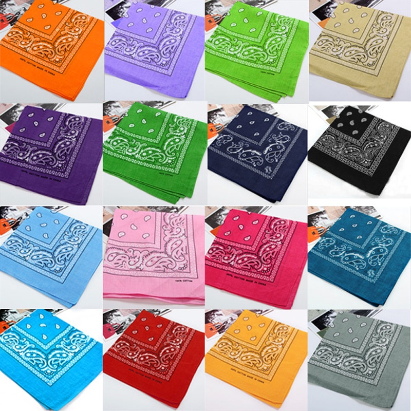 Unisex Hip Hop Black Bandana Headwear Hair Band Neck Scarf Wrist Wraps Square Scarves Print Handkerchief Square Bandana