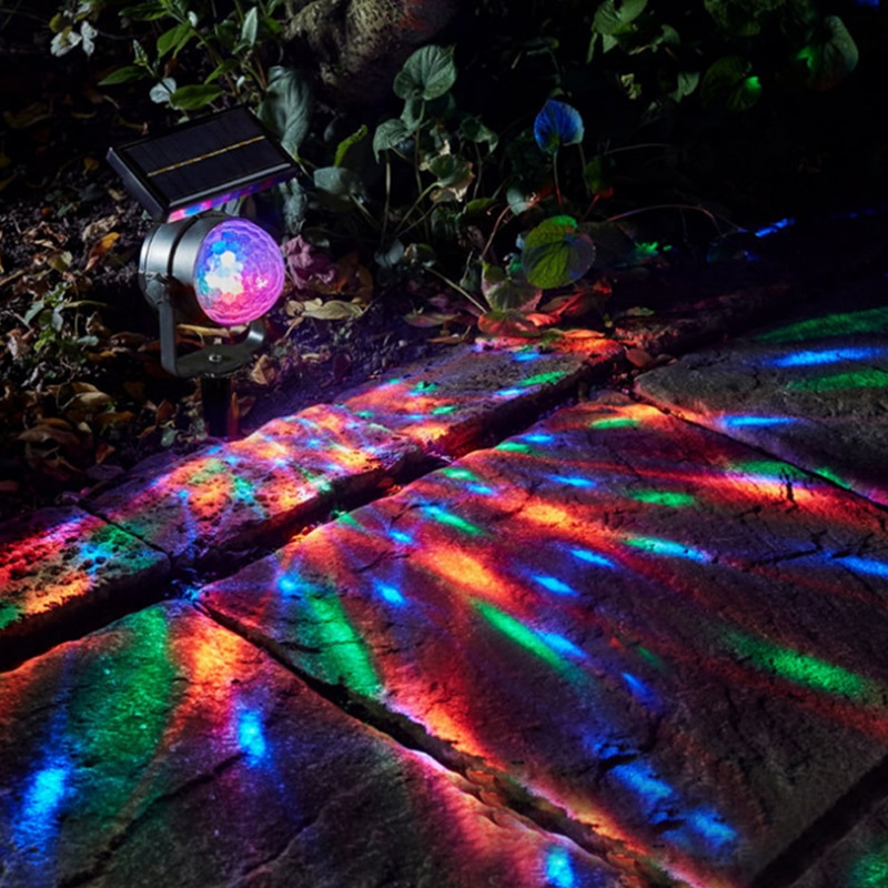 Solar Power Lamp Led Projector Licht Kleurrijke Roterende Solar Light Outdoor Tuin Gazon Lamp Thuis Binnenplaats Decor