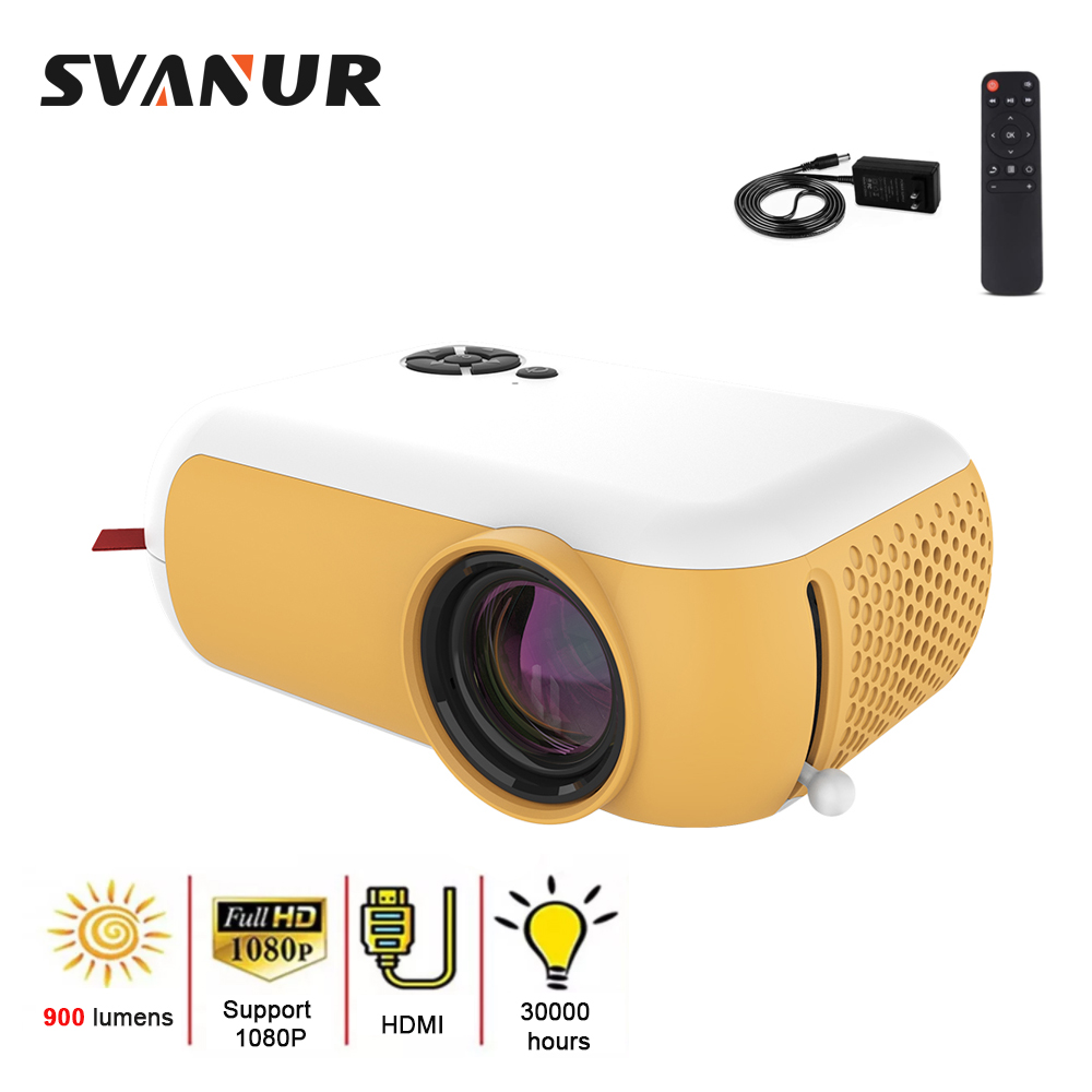 Svanur Led Mini Projector 480X360P Ondersteuning 1080P Full Hd Hdmi-Compatibel Usb Video Audio Draagbare home Media Video Player