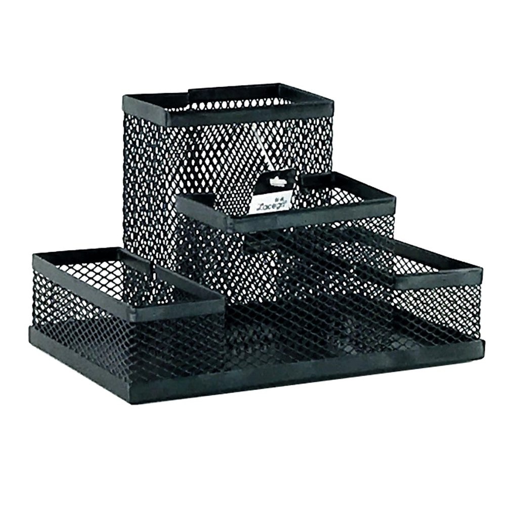 4-In-1 Desk Organizer Pencil Pen Holder Metal Hollow Mesh Wire Organizador De Escritorio Lapices Office Desk Accessories No Rust