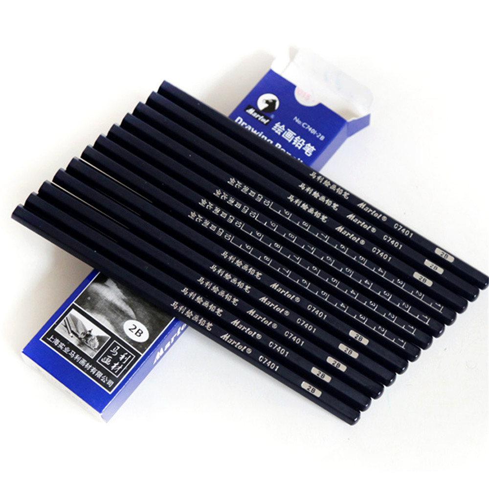Black Sketch And Drawing Pencil HB 2H 1B 2B 3B 4B 5B 6B 7B 8B 12B 14B Painting Pencils Art Highlight Sketch Charcoal Pen B021