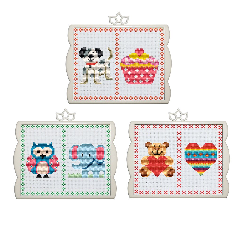 Printed Cross Stitch Kits Bear Owl Elephant Dog Patterns for Baby Kids
