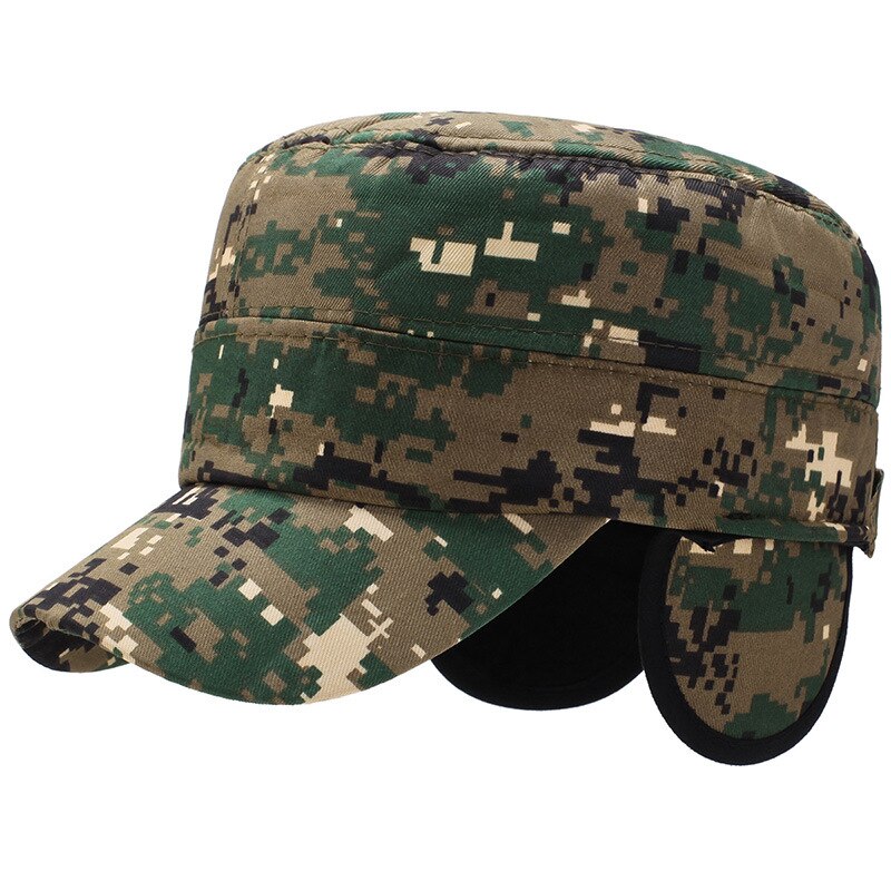 Gorra de camuflaje Digital, gorros de camuflaje tácticos para hombres, gorra plana con orejeras, gorra de béisbol para el ejército al aire libre, gorras de Hip Hop para hombres