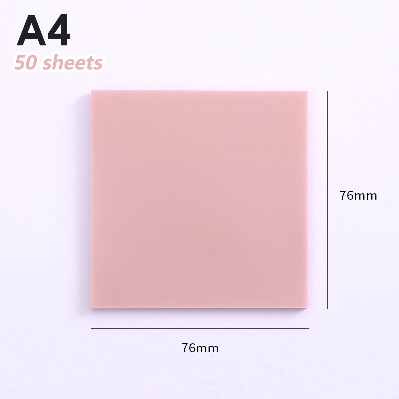 50 Sheets Transparent Sticky Note Pads Waterproof Adhesive Memo Notepad School Office Supplies Stationery: A4