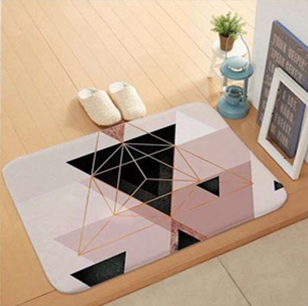 Casa jardim de mármore geométrico anti-skid esteira da porta da cozinha piso banheiro tapete cozinha poliéster à prova dwaterproof água: 60cmx40cm / geometric marble 09