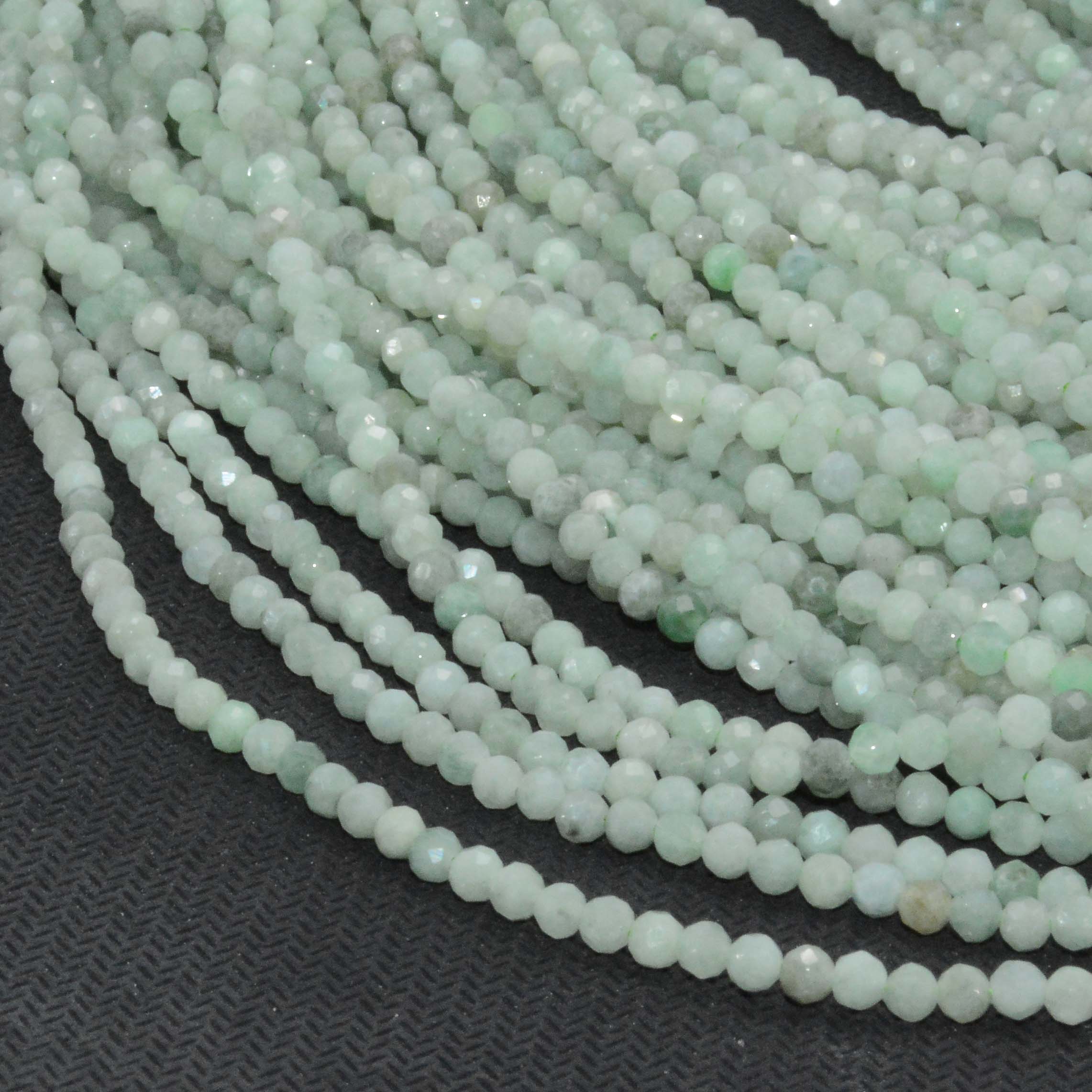 Natural Burma Jade Faceted Round Beads 3mm