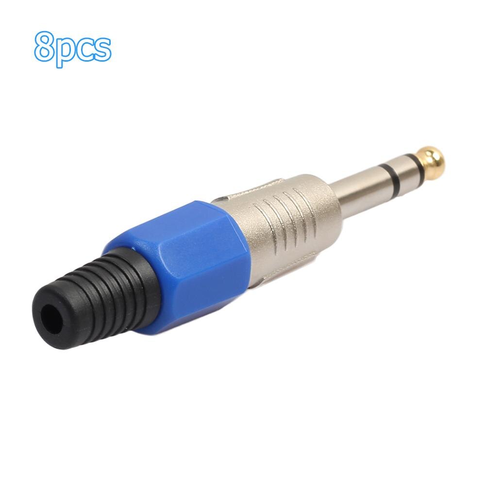 2 uds. De enchufe macho de 6,35mm, carcasa azul ABS y conector de clavija chapado en oro, amplificador de auriculares, Adaptador de Audio, soldadura externa azul