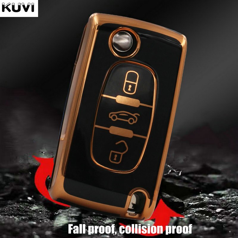 TPU Car Key Fob Case Cover Protector For Peugeot 107 206 207 307 308 406 For Citroen Xsara Picasso C2 C3 C4 C5 C6 C8 Bag