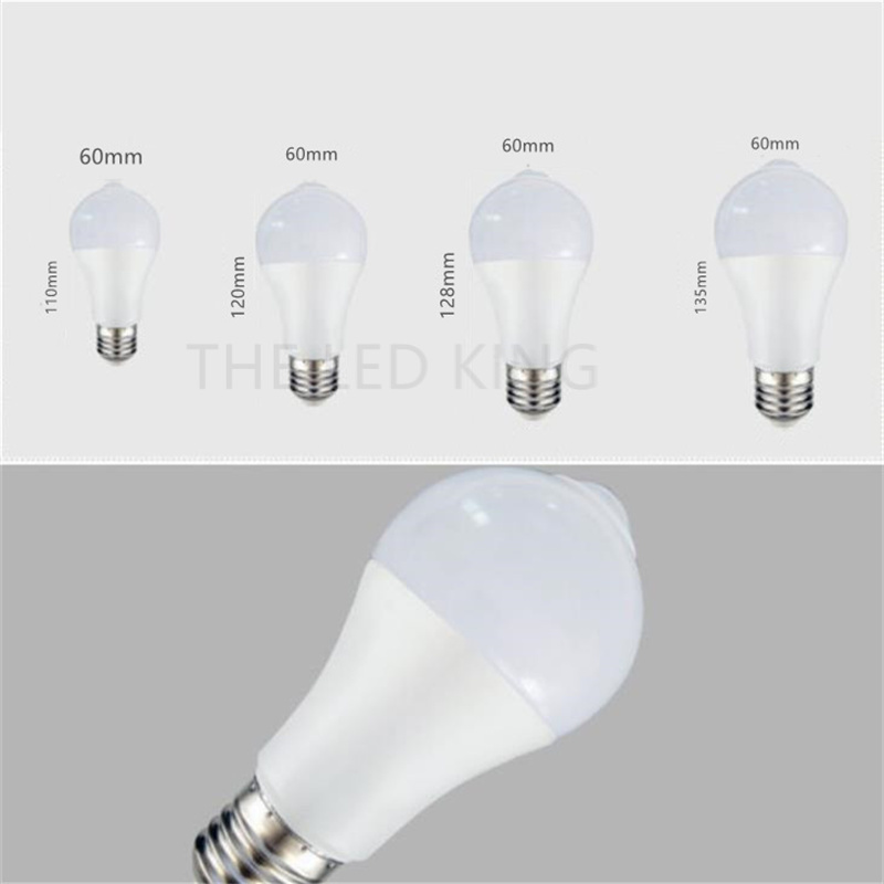 ledet pir-bevegelsessensorlampe  e27 220v 9w 12w 15w 18w automatisk av/på ledet-pære lysfølsom bevegelsesdetektor til menneskekroppen