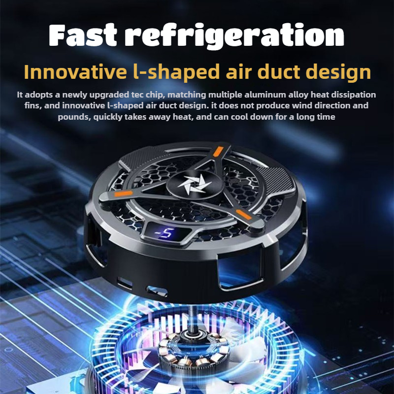 SL06 ABS+Aluminum 18W Powerful Semiconductor Cooling Fan Radiator with Temperature Digital Display for IPad Pro Tablet Universal