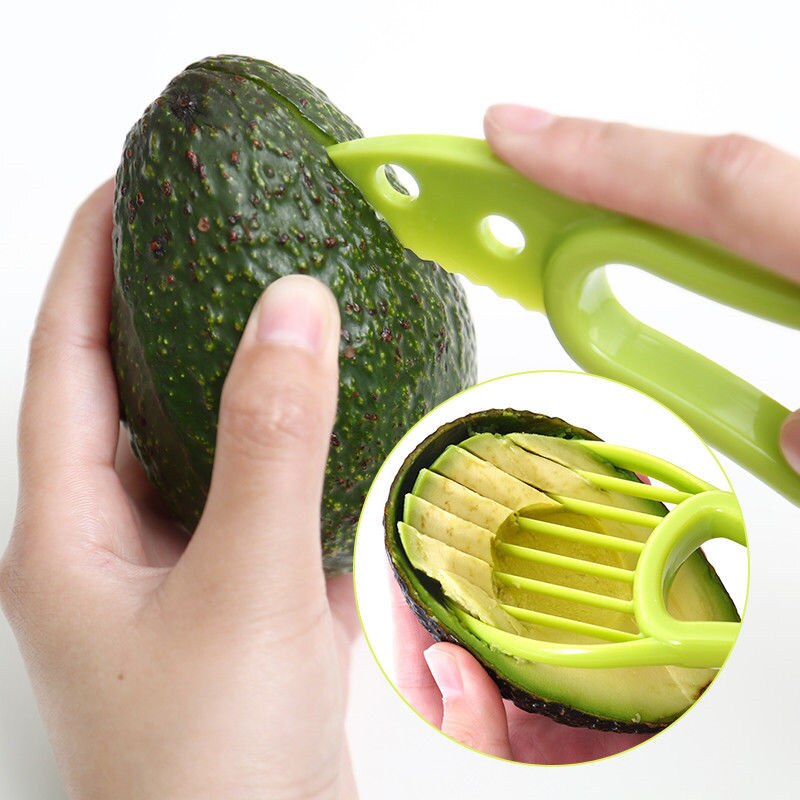 Multifunktionel 3 in 1 avocadoskærer smør frugtskræller skærer køkkenværktøj papirmasse separator plastikkniv madlavningsgadgets