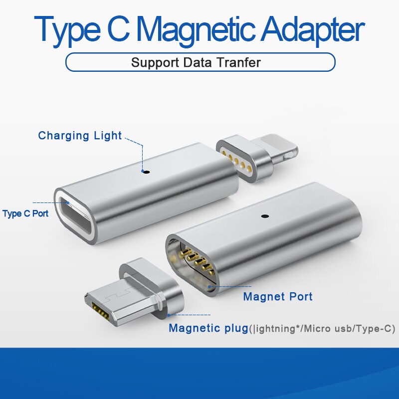 GARAS Type-C To Micro/For iPhone Magnetic Adapter For iPhone/Android 3in 1 Data Cable Converter Adapter Type C To Micro USB C