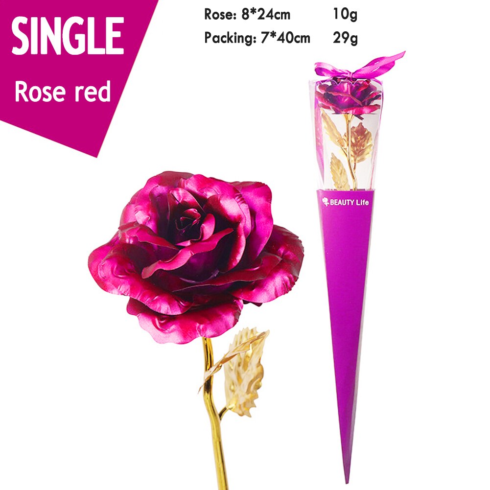 Delicate Gold Foil Rose Flower Box Simulation 24K Valentines Day Christmas Wedding Home Furnishing Decor