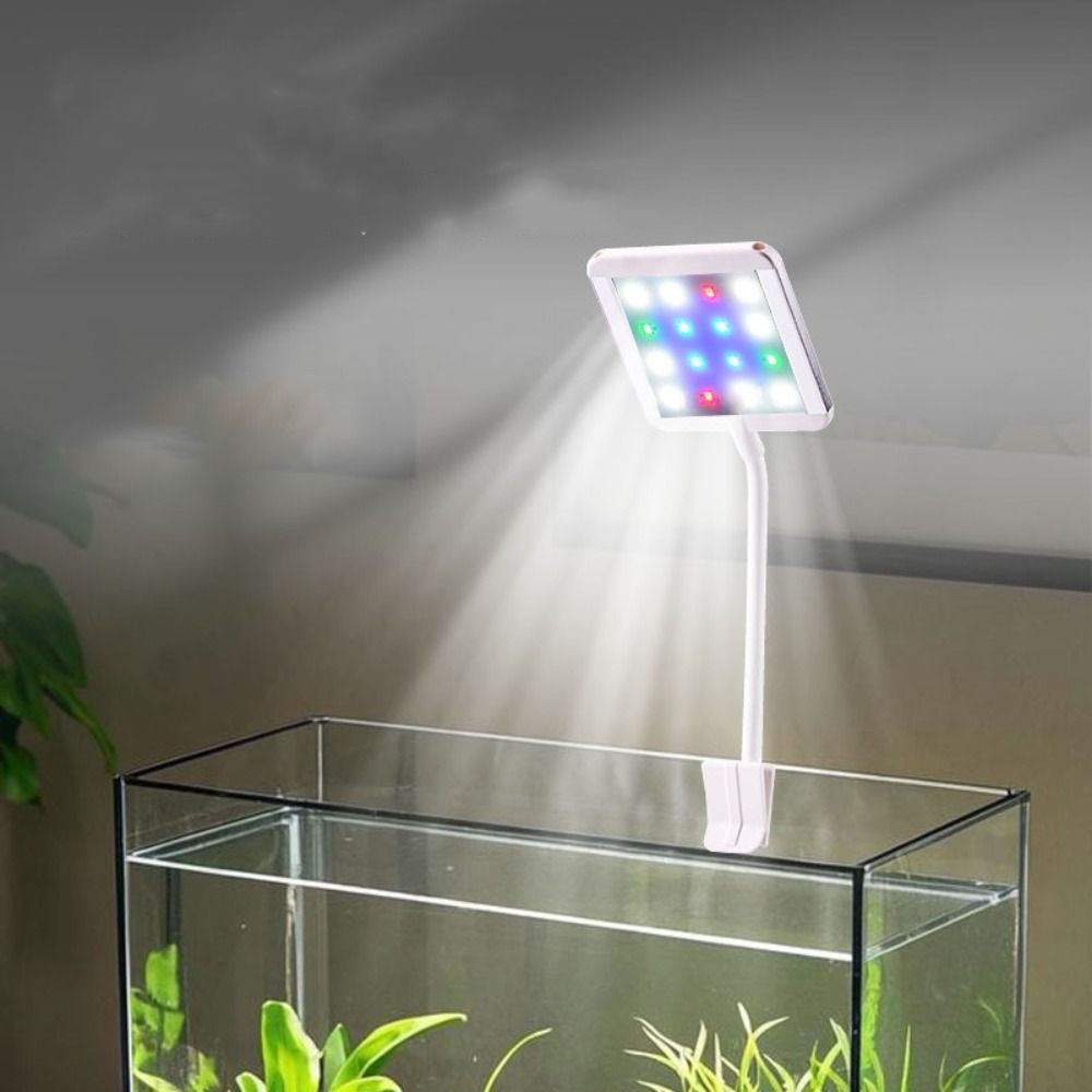 Práctico 360 ° Luz LED giratoria para acuario, luz ajustable por USB para pecera, lámpara impermeable con Clip para acuario, paisajismo