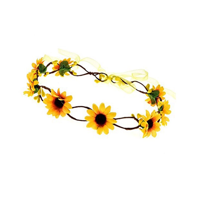 Floral Autumn Sunflower Crown Hair Accessories Bridal Tiara Hair with Sunflower Hair Accessories