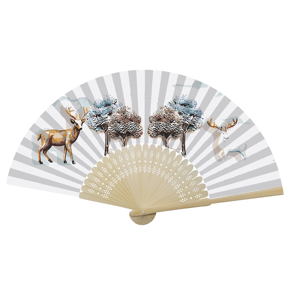Handmade Oil Painting Ginkgo Leaf Folding Fan By Numbers DIY Painted Craft Home Decoration Digital Oil Painting Fan