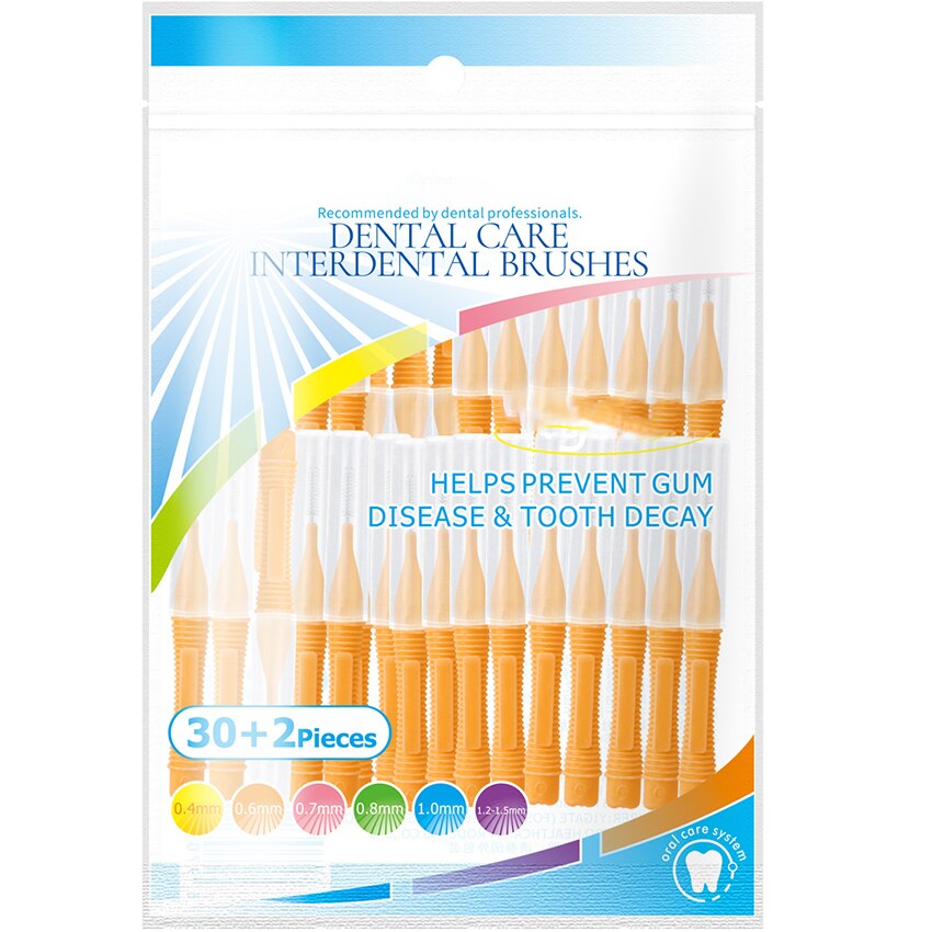 32 teile/satz Erwachsene Interdentalbürste zahnstocher pinsel Tragbare Sauber zwischen zähne Reinigung Dental Pinsel für Oral Zähne Pflege: 0.6mm
