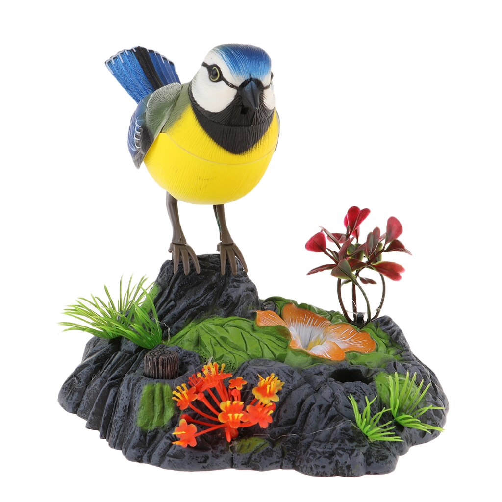 Electric Sound Control Bird Voice Activated Realistic Sparrow w/ Pen Holder