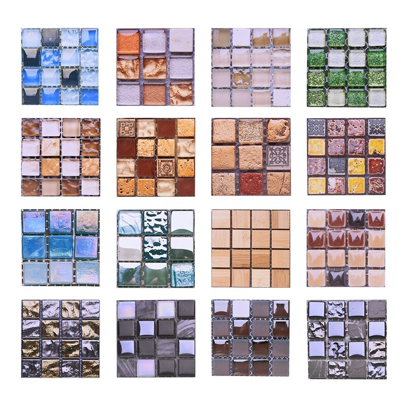 10PCS 10*10cm Waterproof Mosaic Wall Sticker PVC Colorful Wall Tile For DIY Kitchen Bathroom Home Decoration Backsplash Stickers