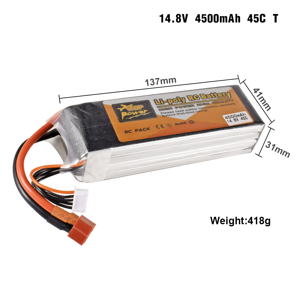 Batterie Lipo pour Voiture et Bateau RC, 4S, 14.8V, 1800-6000mAh, 30C, 45C, avec compte 60 T: Bleu