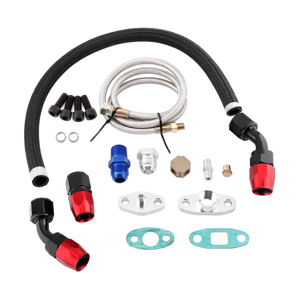 Turbo Oil Feed Return Line AN10 Fitting Adapter Flange Kit 1/8 NPT Adaptor Turbo Chargers And Parts For T3 T4 GT35 T70 T66